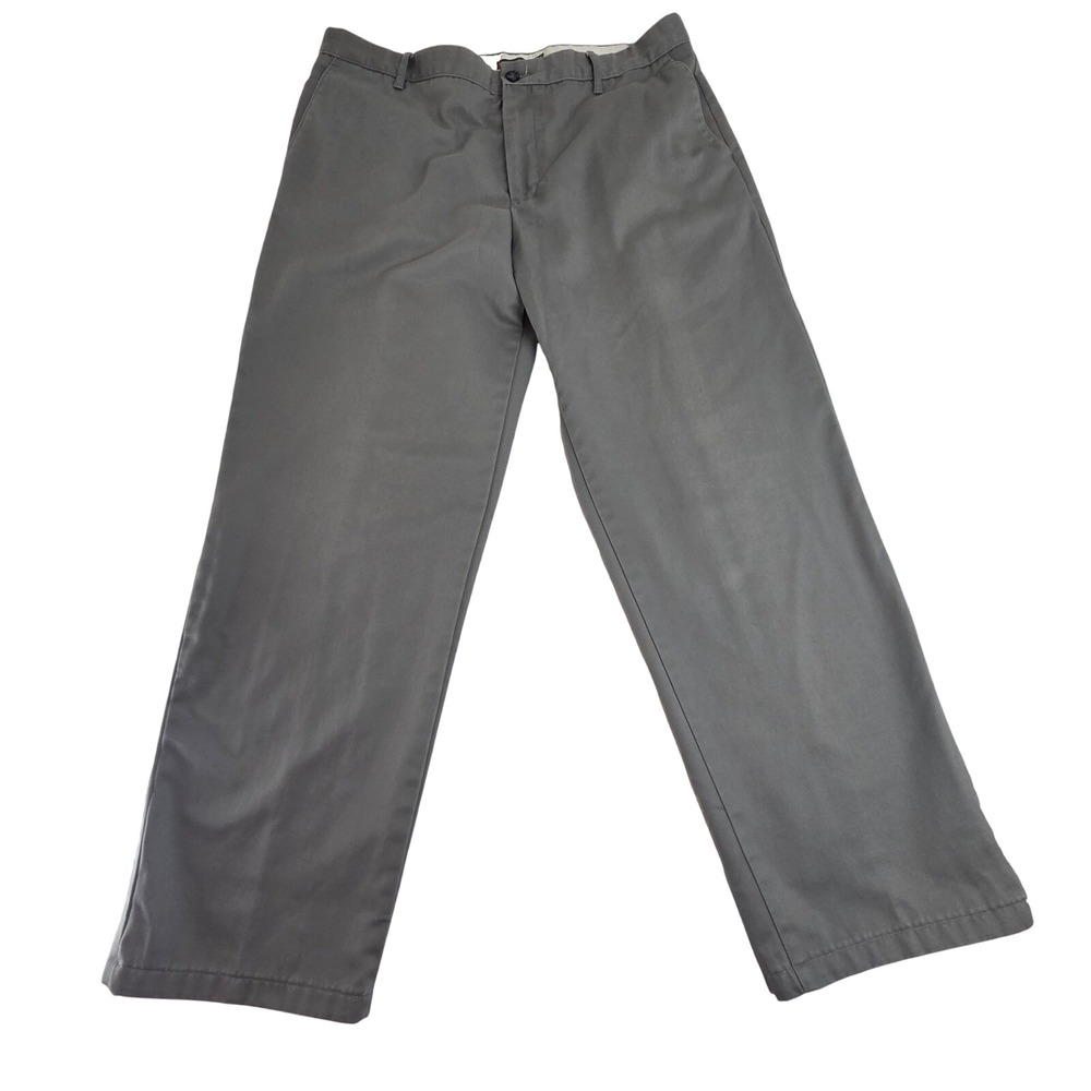 Dockers D3 Classic Fit Gray Cotton Twill Chino Pants Mens 36x32‎ Flat Front